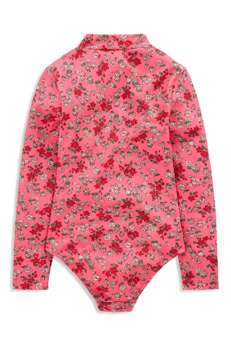 Kids' Long Sleeve One-Piece Swimsuit, Alternate, color, SALMON PINK MEADOW FLORAL