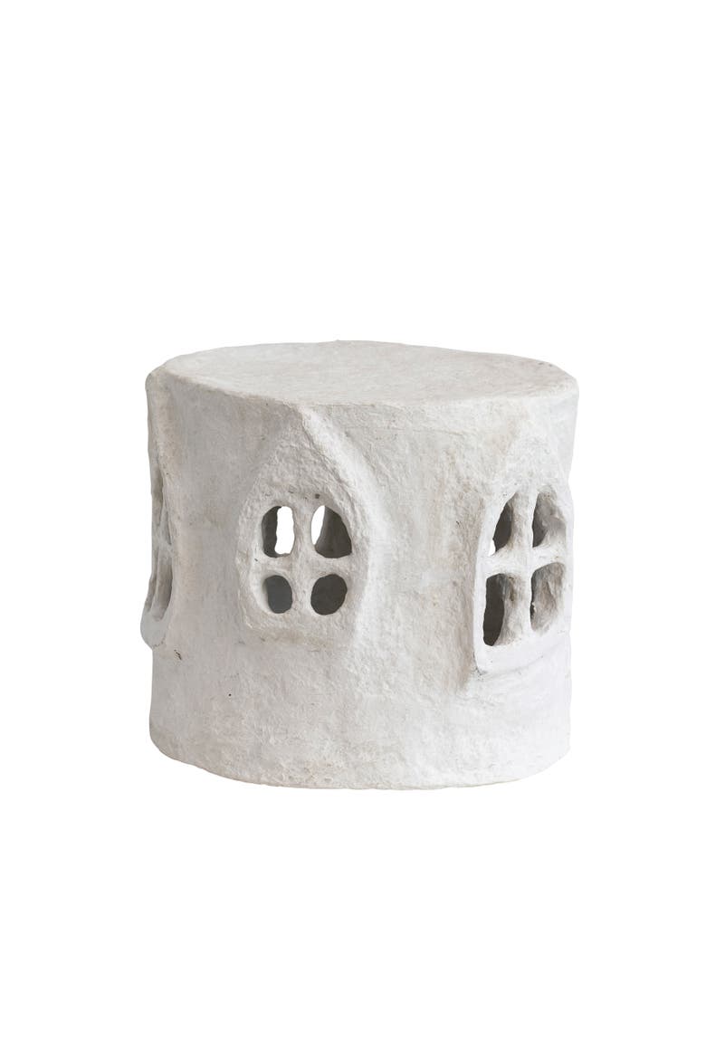 Decorative Handmade Paper Mache House, Main, color, Ivory