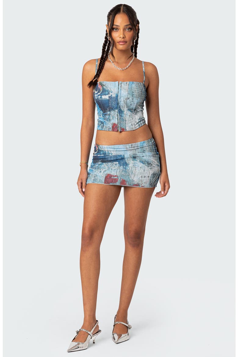 Love Letter Mesh Corset Top, Alternate, color, BLUE