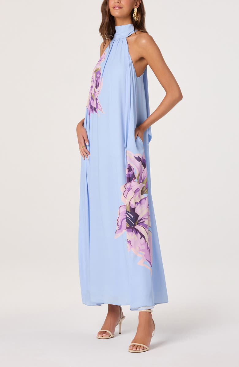 ASTR the Label Nesta Floral Print Halter Dress, Alternate, color, Blue