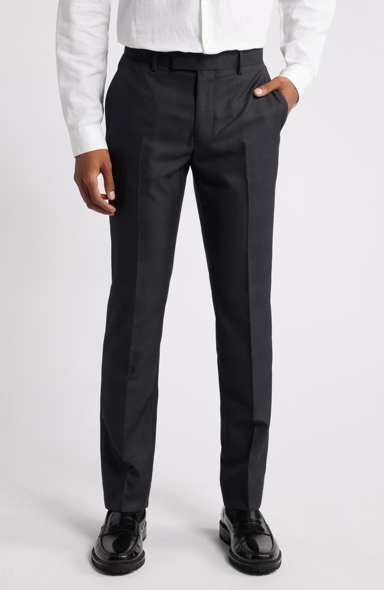 Open Edit Slim Fit Plaid Wool Blend Trousers, Main, color, 