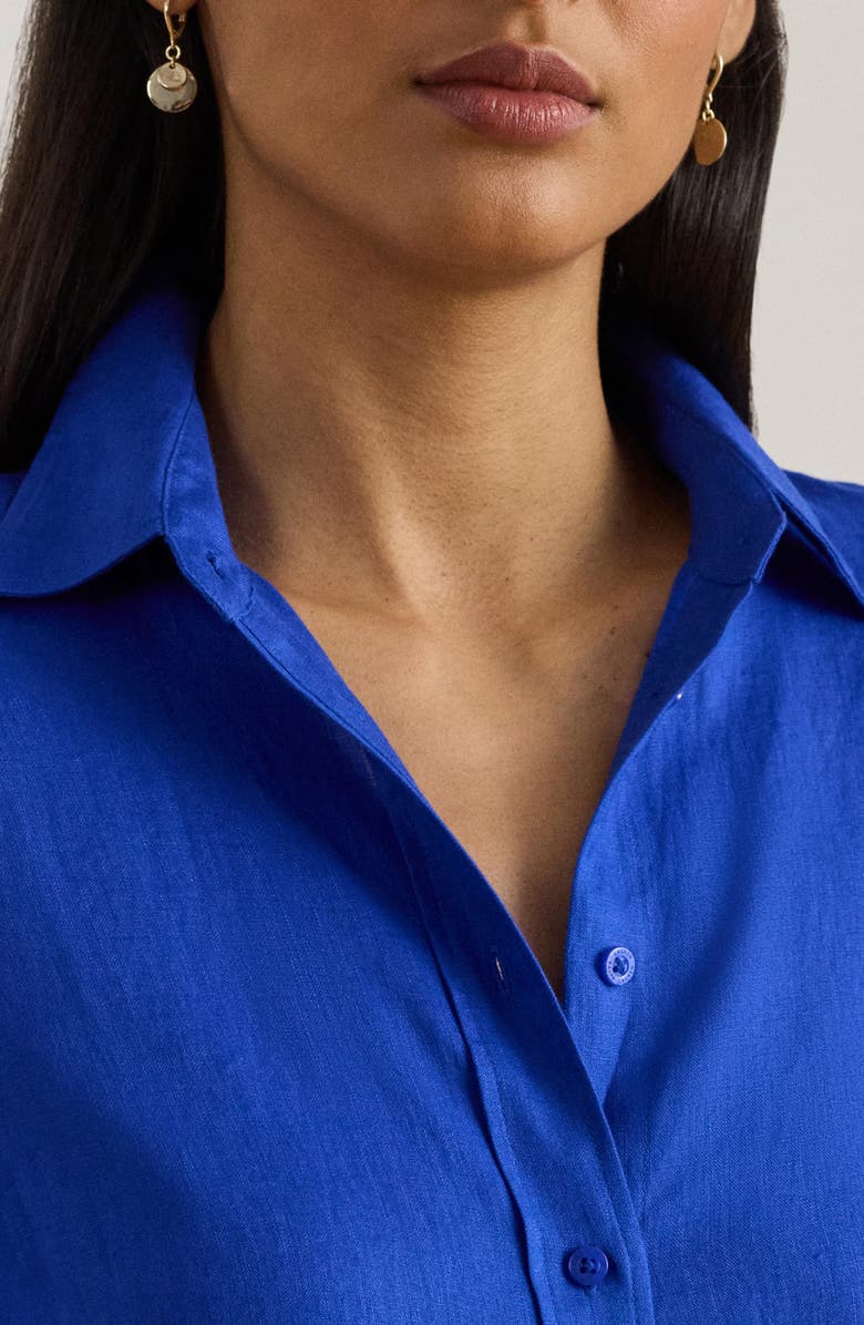 Lauren Ralph Lauren Karrie Linen Button-Up Shirt, Alternate, color, Blue