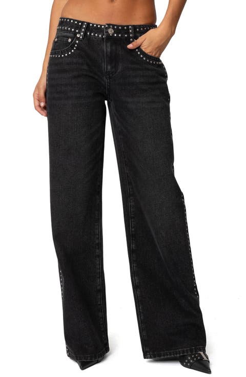 EDIKTED Quincy Studded Low Rise Baggy Jeans | Nordstrom