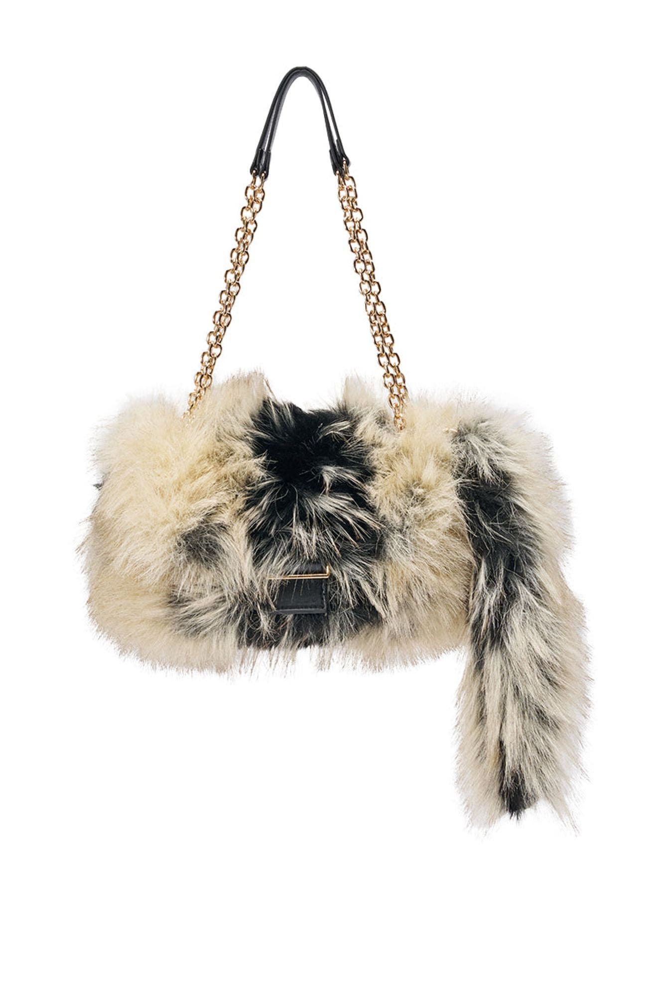 Tailspin Faux Fur Handbag, Main, color, BEIGE MULTI