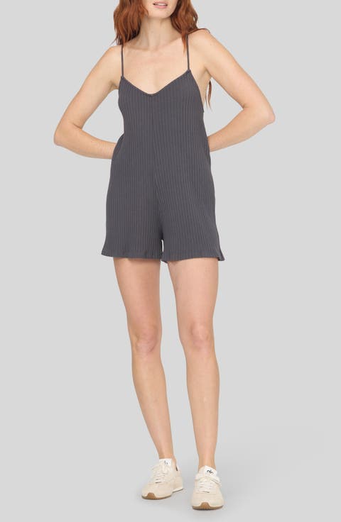 Bar Tie Back Ribbed Romper