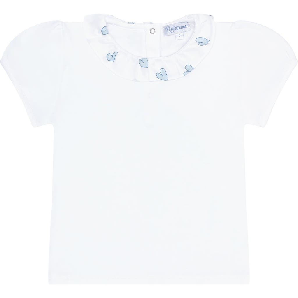 Nellapima Blue Heart Print Tee In White