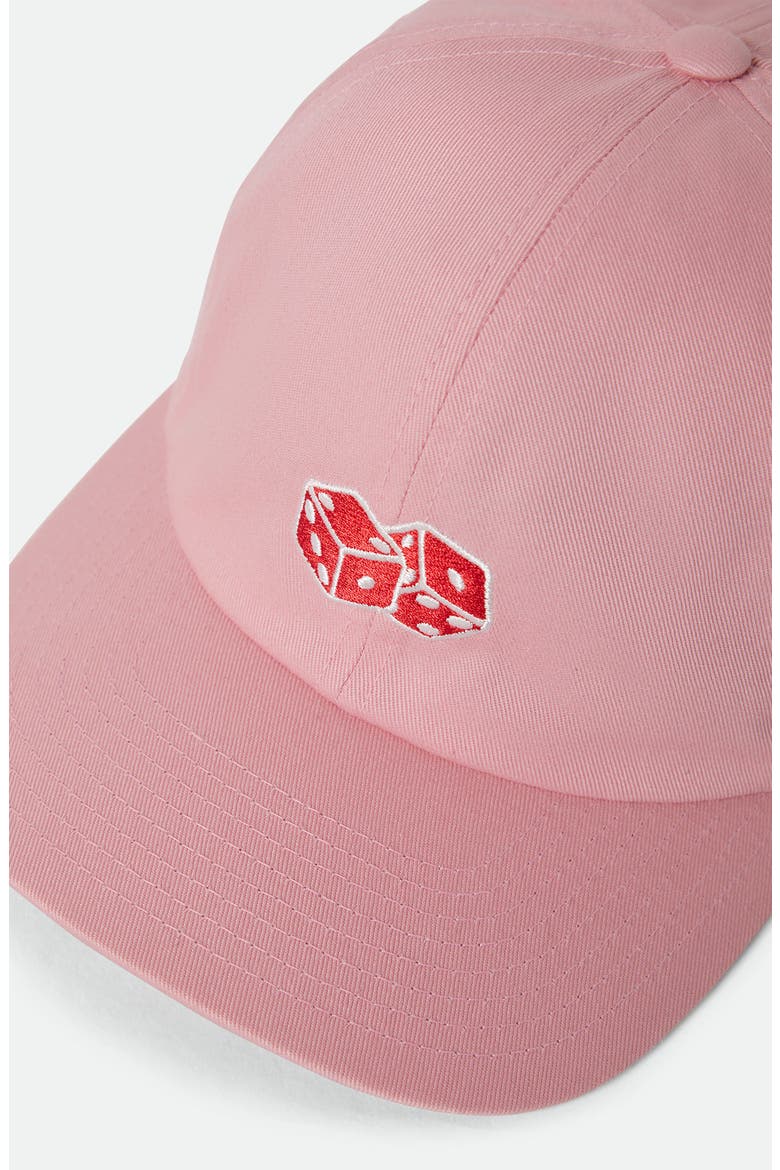 Tossed Dice Embroidered Baseball Cap, Alternate, color, PINK SORBET