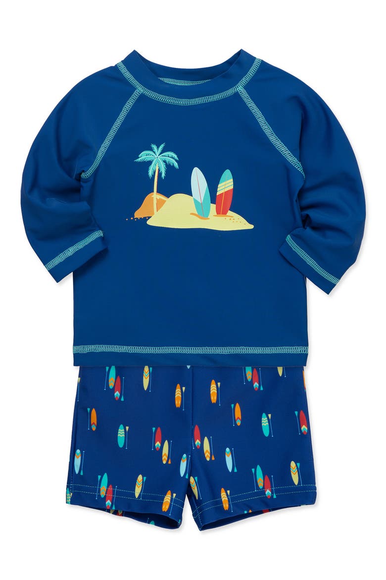 Surf Long Sleeve Two-Piece Rashguard Set, Alternate, color, BLUE