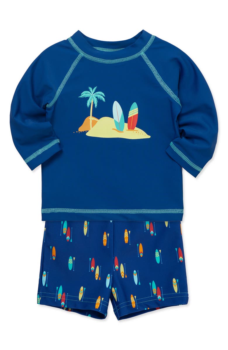 Little Me Surf Long Sleeve Two-Piece Rashguard Set, Alternate, color,