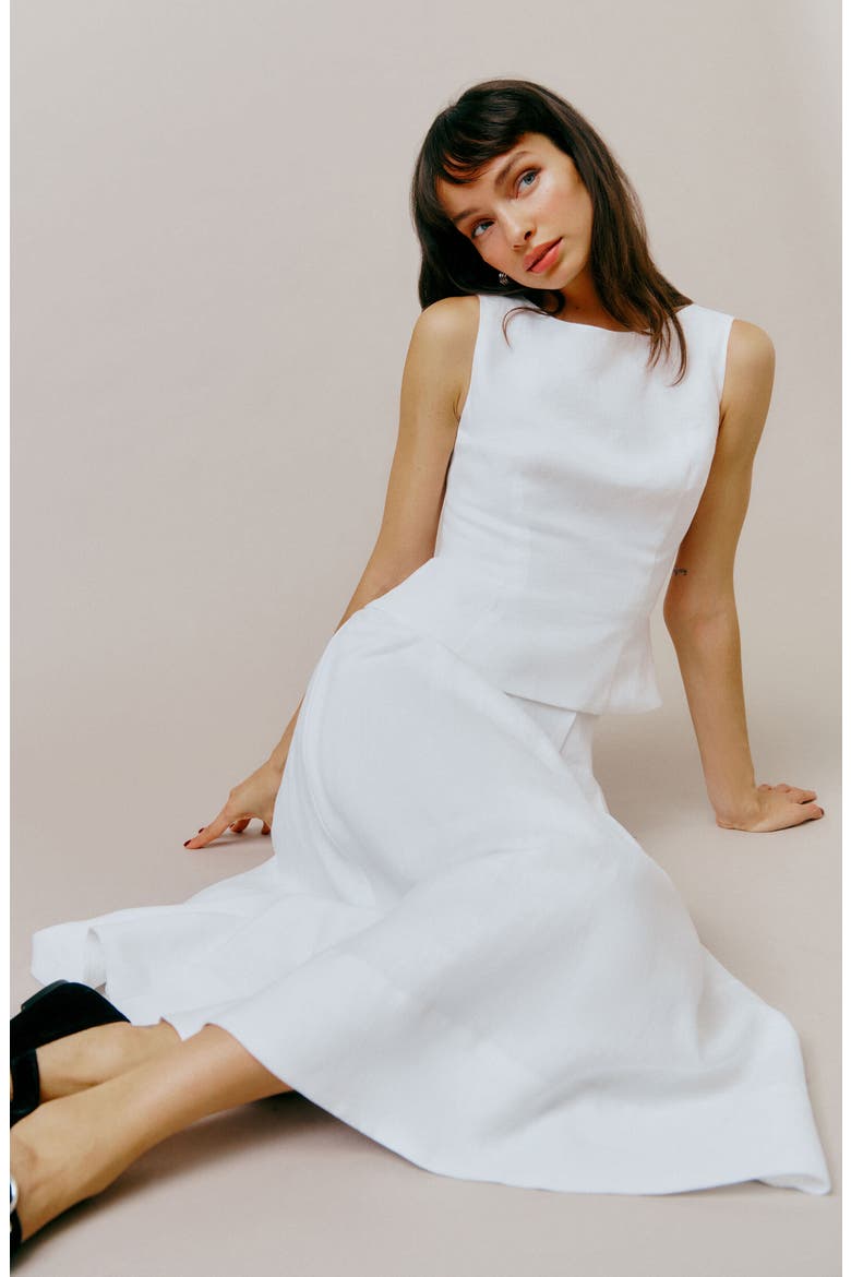 Moya Linen Two-Piece Dress, Alternate, color, WHITE
