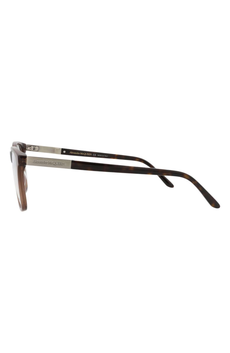 McQueen 52mm Square Optical Glasses, Alternate, color, Brown Silver Transparent