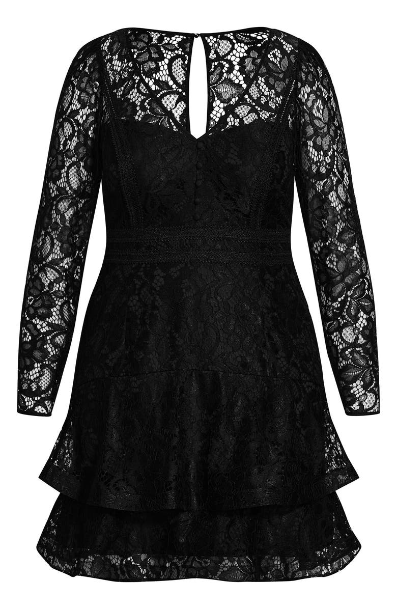 City Chic Lace Lover Long Sleeve Dress, Alternate, color,