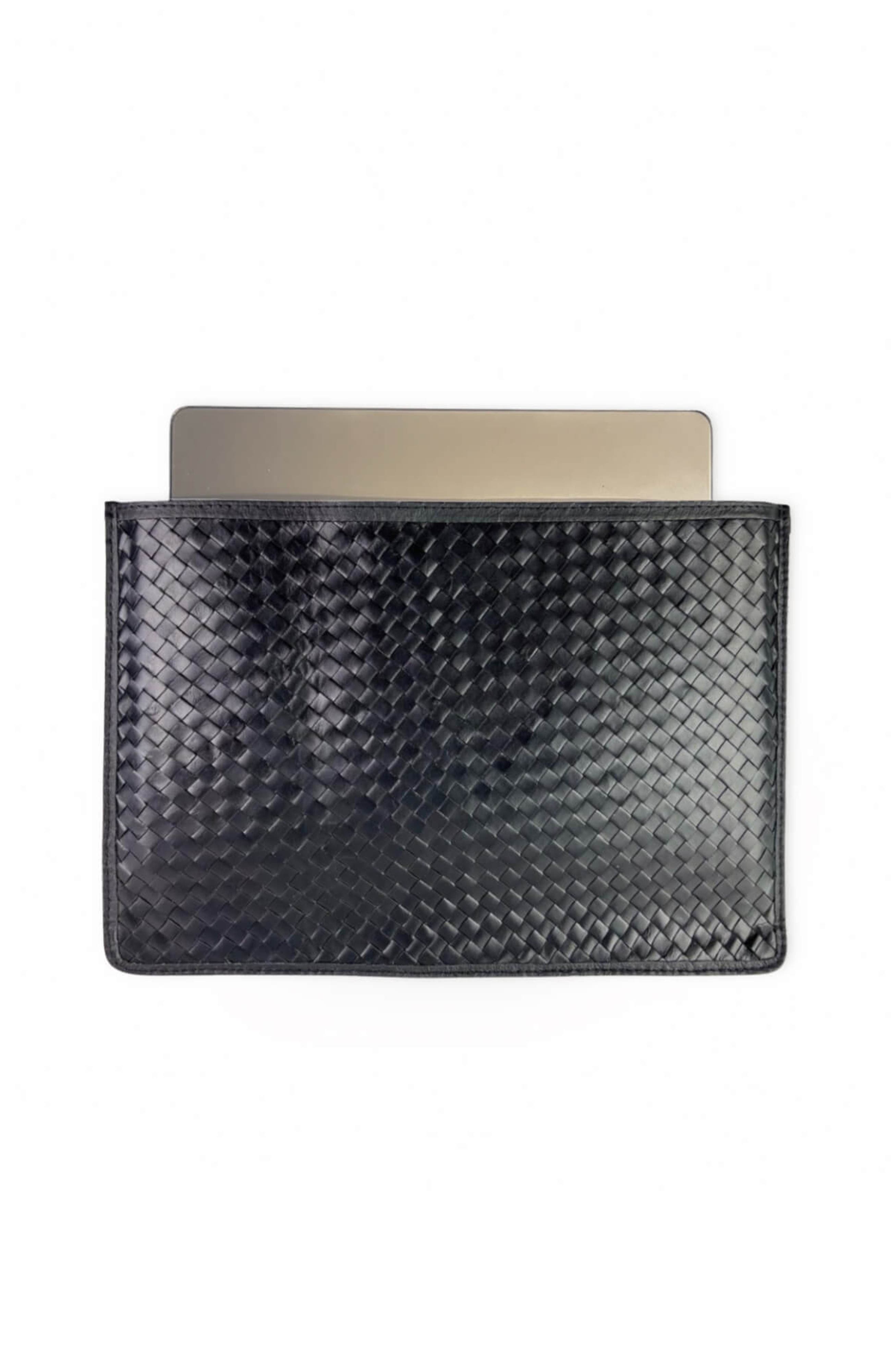 Deux Mains Woven Laptop Sleeve, Main, color, Black