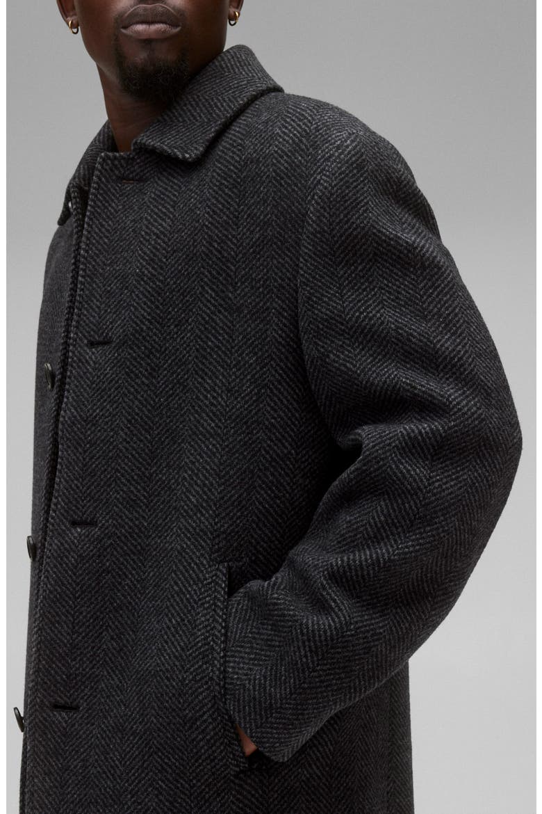 Wool Blend Herringbone Scout Coat, Alternate, color, HERRINGBONE BLACK-GREY