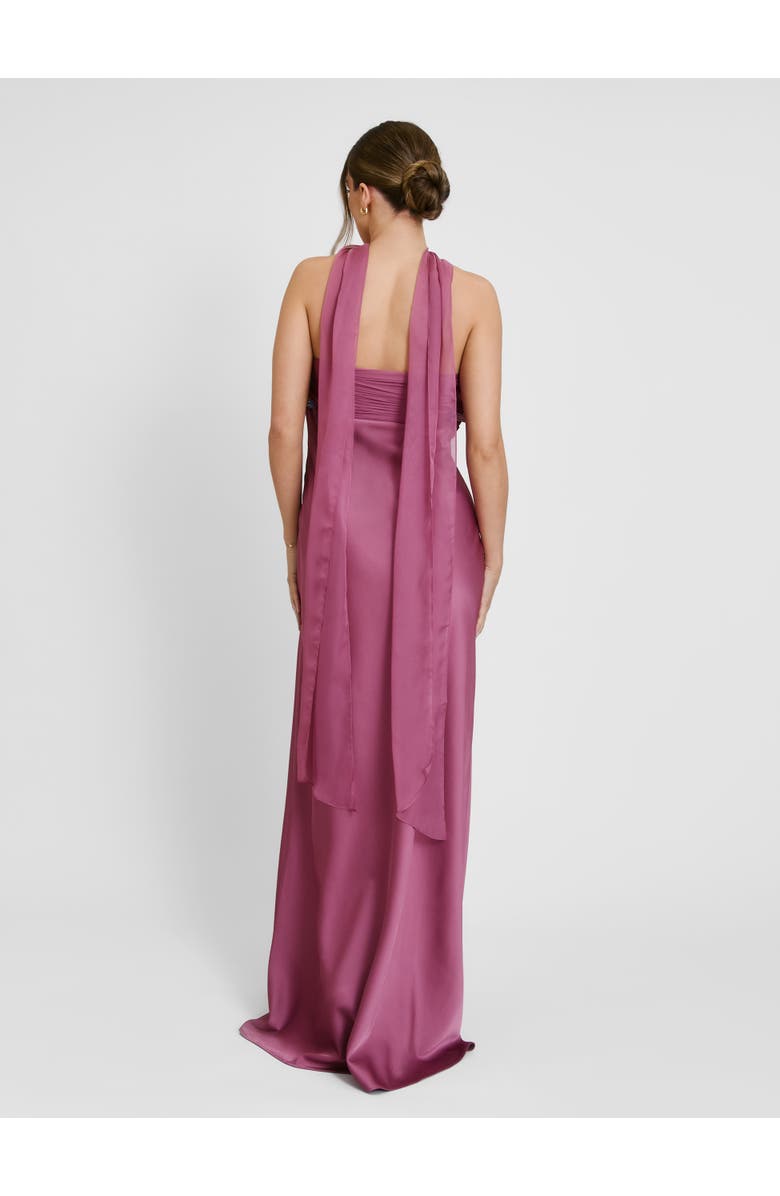 Six Stories Chiffon Bandeau Satin Maxi Dress, Alternate, color, Plum