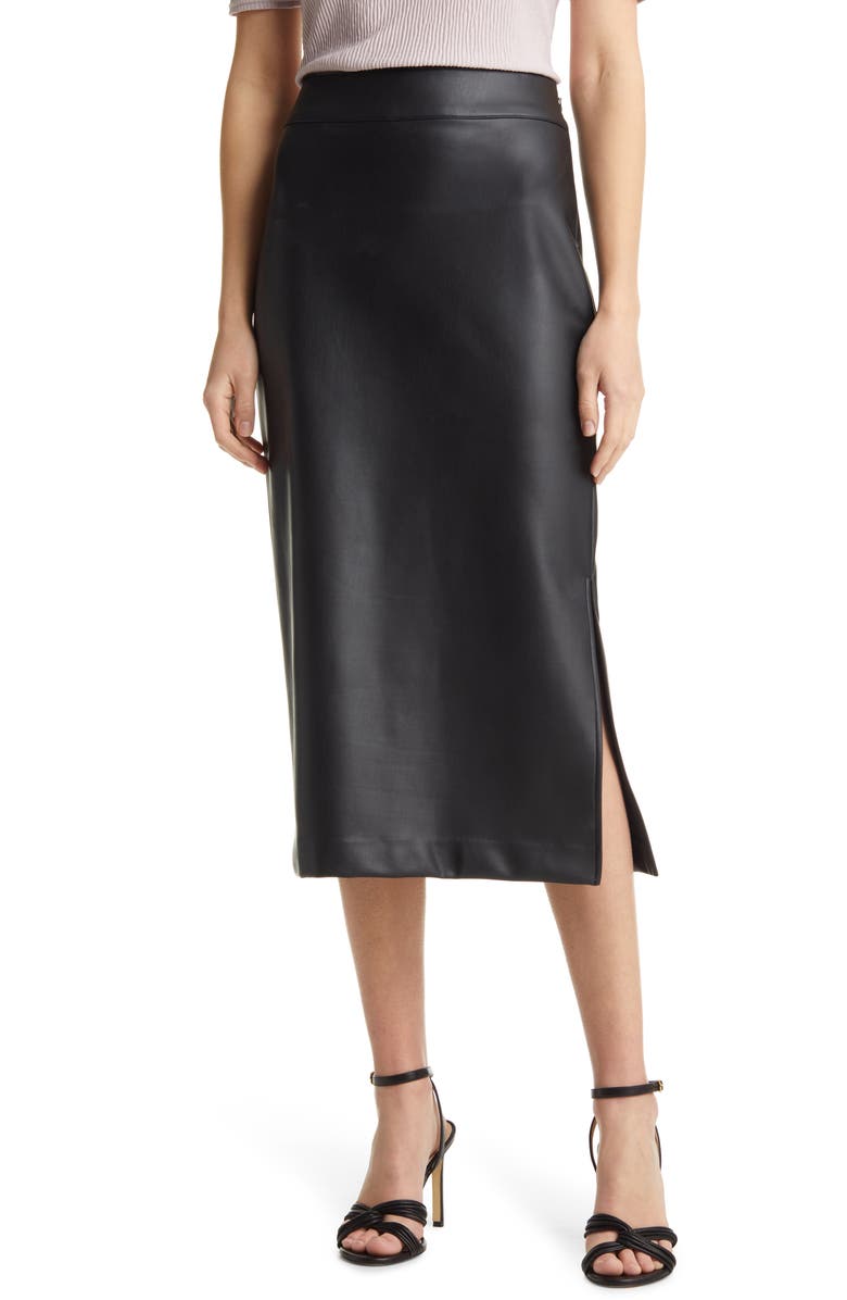 Halogen<sup>®</sup> Faux Leather Midi Skirt, Main, color, 