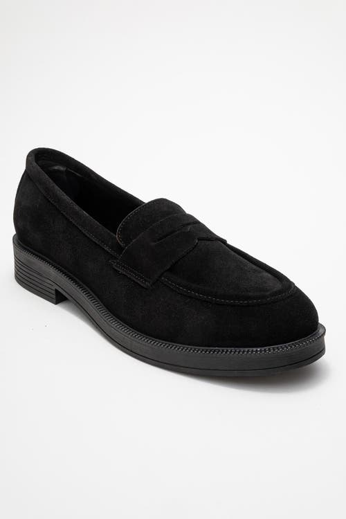 Forever & Always Shoes Bree Platform Penny Leather Loafer In Black