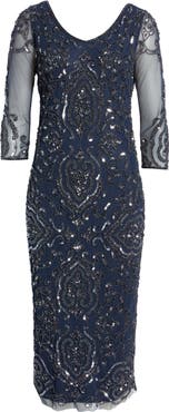 Pisarro Nights Sequin & Beaded Cocktail Sheath Dress
