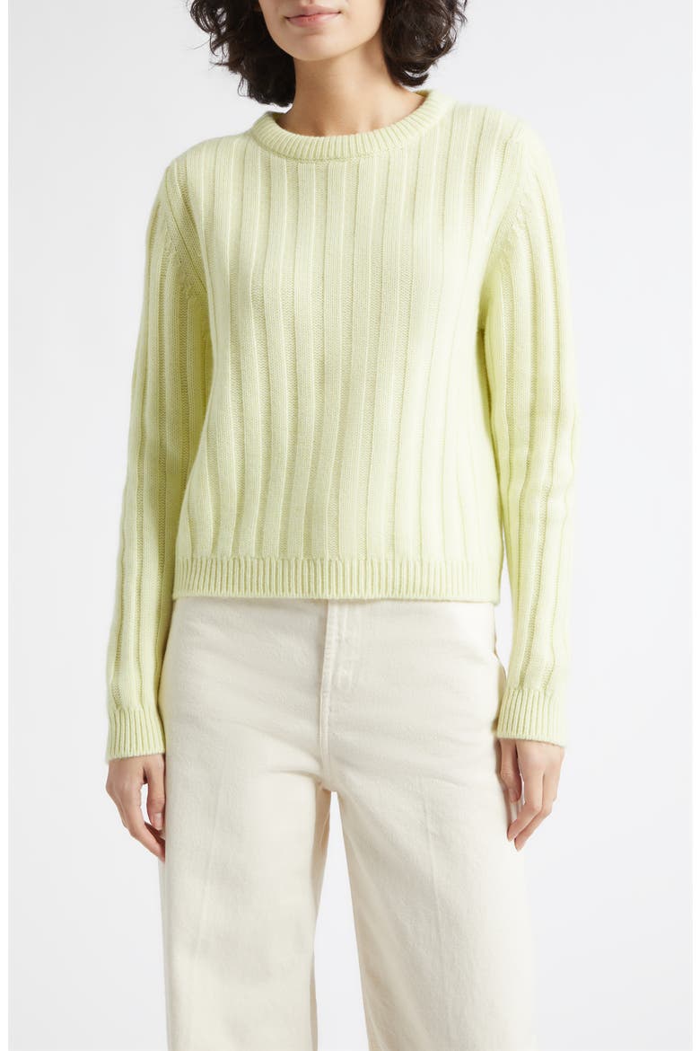 Lecht Cashmere Rib Crewneck Sweater, Main, color, CITRON