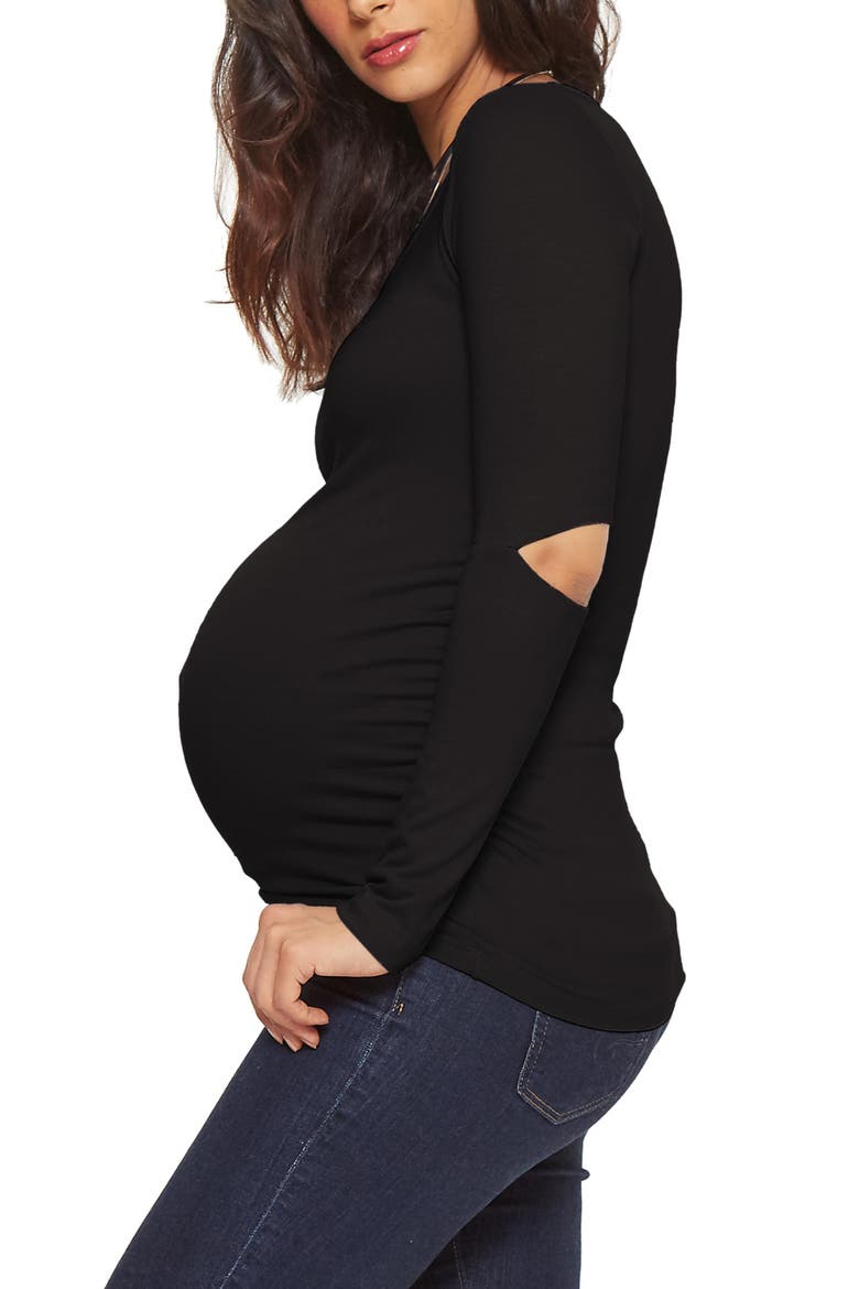 Open Elbow Maternity Top, Alternate, color, BLACK