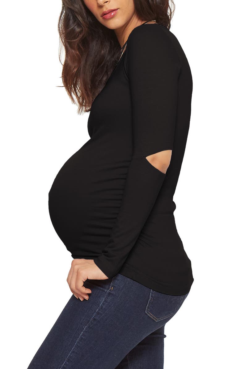 Stowaway Collection Open Elbow Maternity Top, Alternate, color, 