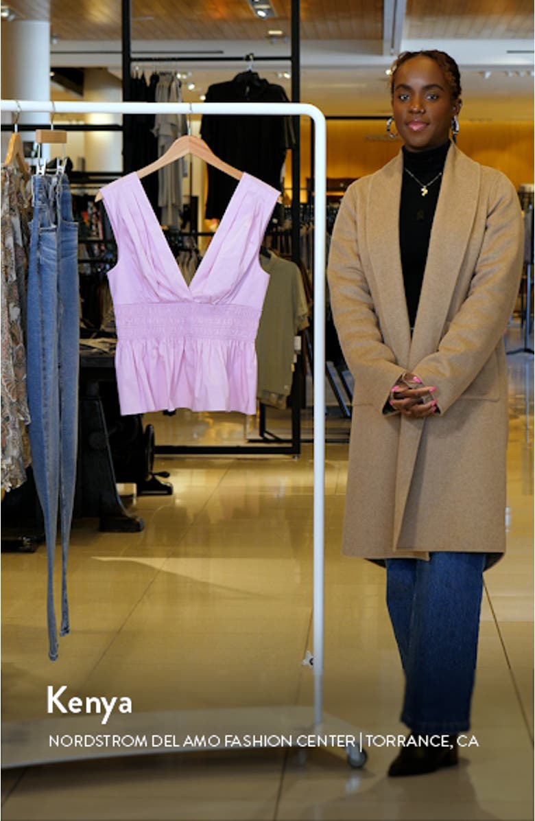 Evra Sleeveless Smock Waist Peplum Top, sales video thumbnail