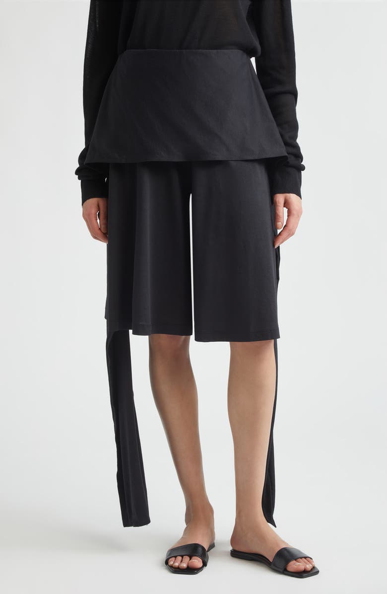 TOTEME Tie Waist Jersey Shorts, Main, color, Black