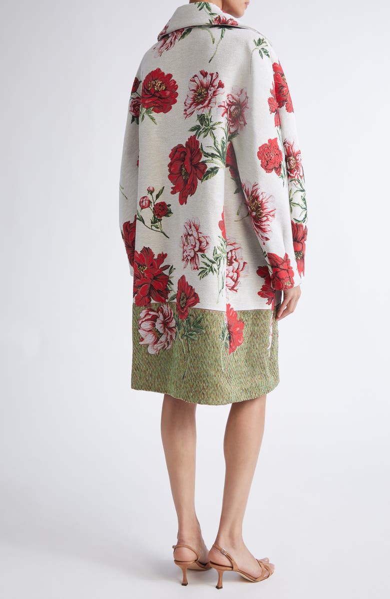 Oscar de la Renta Peony Jacquard Coat, Alternate, color, 