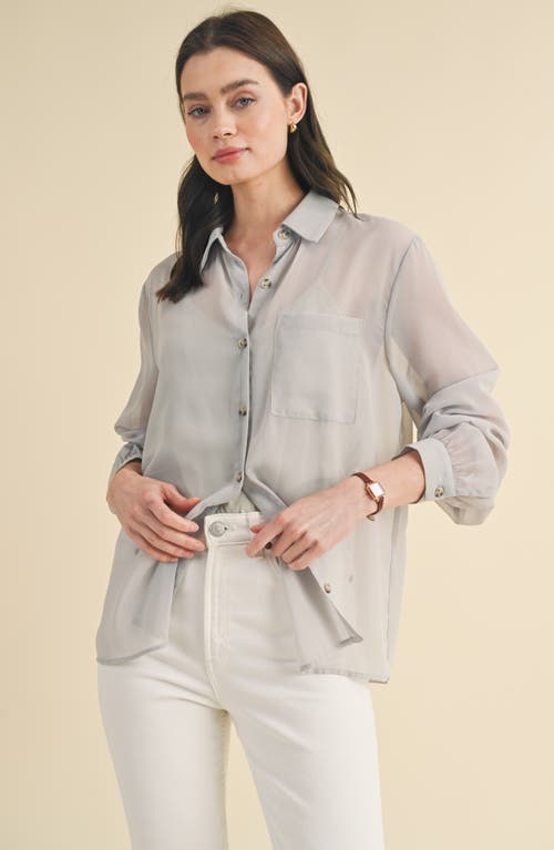 Wishlist Chiffon Button Front Shirt With Cami In Grey