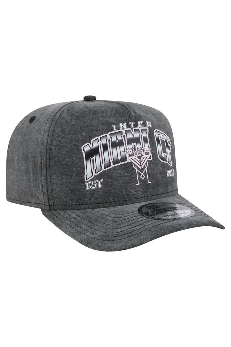 Men's New Era  Black Inter Miami CF Washed 9FIFTY A-Frame Adjustable Hat, Alternate, color, Black