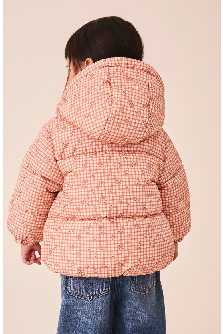 Kids' Gingham Hooded Puffer Jacket, Alternate, color, RED