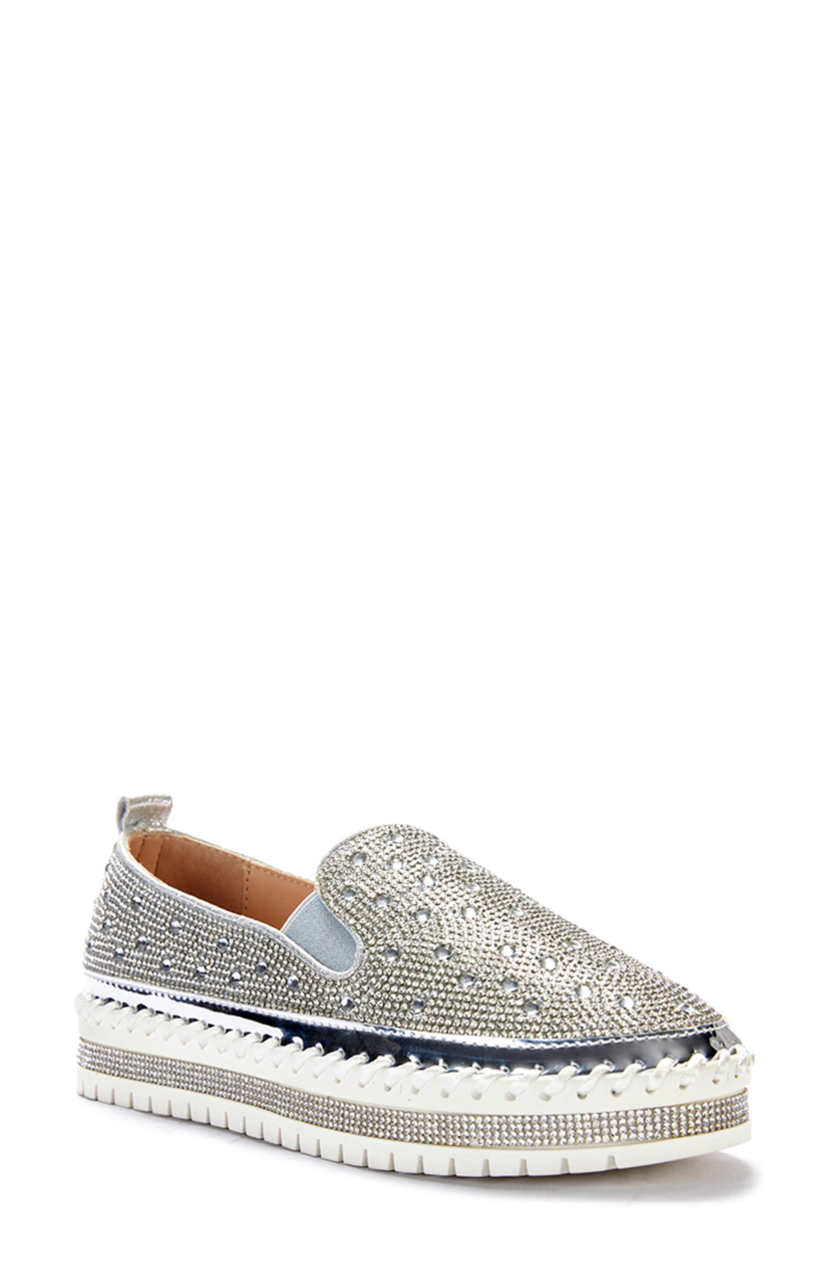 AZALEA WANG Rhinestone Sneaker, Main, color, Silver