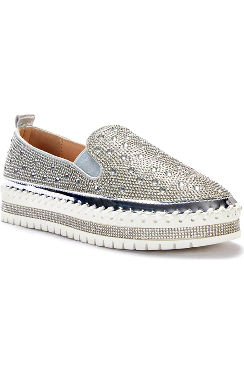 AZALEA WANG Rhinestone Sneaker, Main, color, Silver