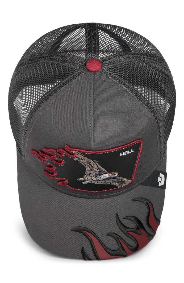 Goorin Bros. Hell Flames Embroidered Patch Trucker Hat, Alternate, color, Oil
