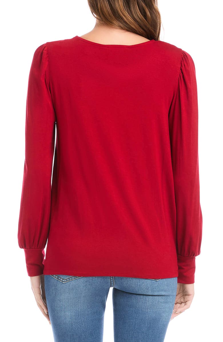 Karen Kane Twist Front Long Sleeve Top, Alternate, color, Red
