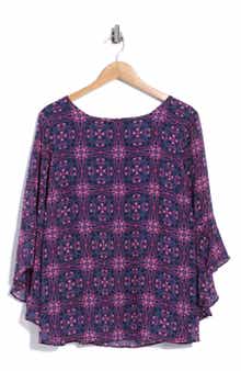Ruffle Sleeve Print Top