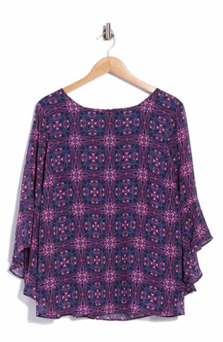 Ruffle Sleeve Print Top