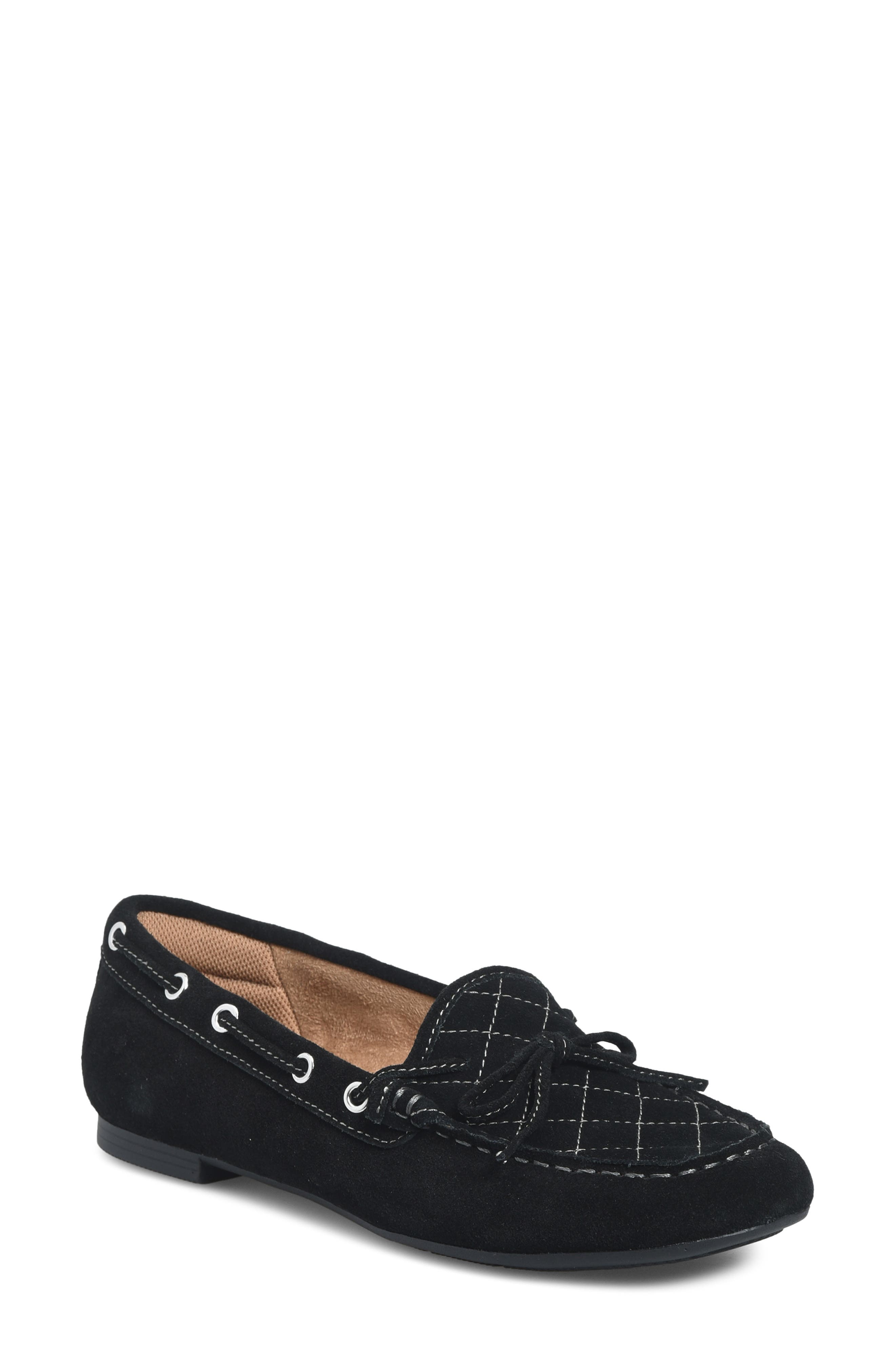 Tessie Leather Loafer, Main, color, BLACK SUEDE