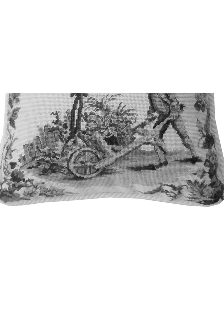 Colonial Williamsburg Black Toile Needlepoint Accent Throw Pillow, Alternate, color, black