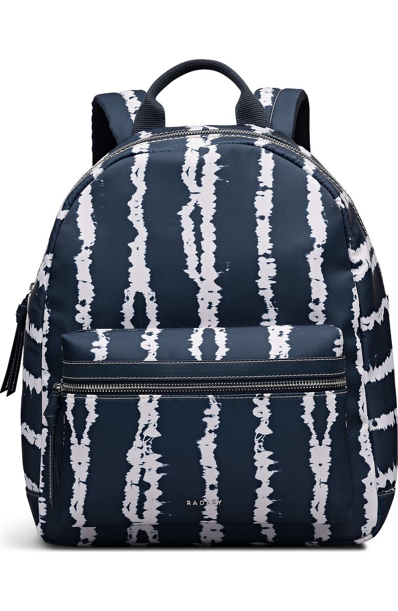 Radley Halley Row - Tie Dye Stripe Medium Ziptop Backpack, Main, color, Naval
