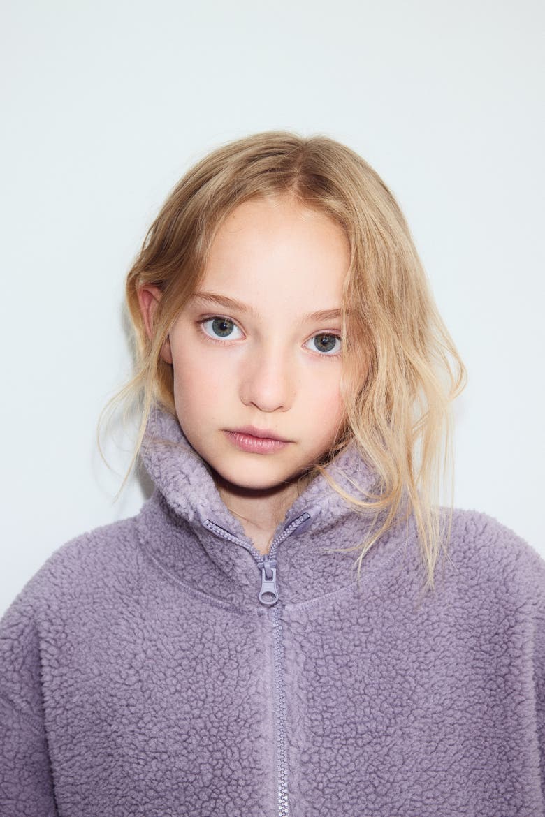 Warm Teddy Fleece Activewear Jacket, Alternate, color, Dusty lilac