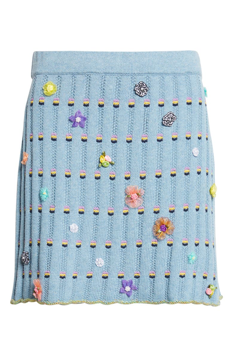 YanYan Dotty Embellished Cotton Rib Miniskirt, Alternate, color, Dusty Blue