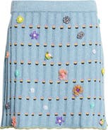 YanYan Dotty Embellished Cotton Rib Miniskirt