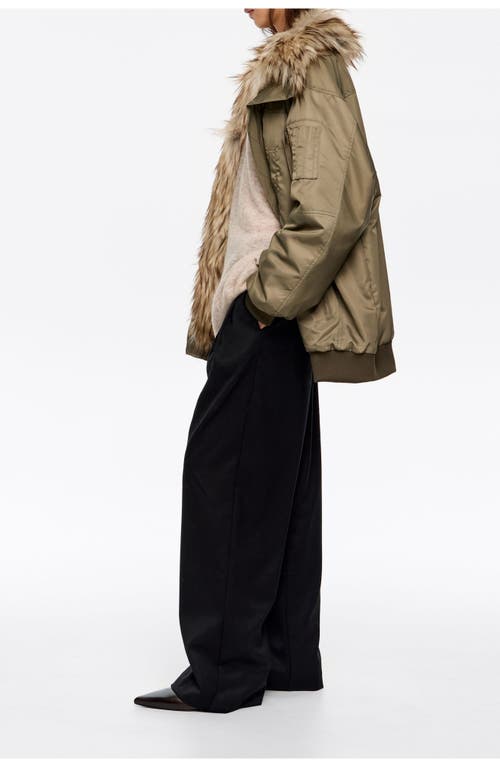 Bimba Y Lola Fur-lined Padded Bomber In Brown