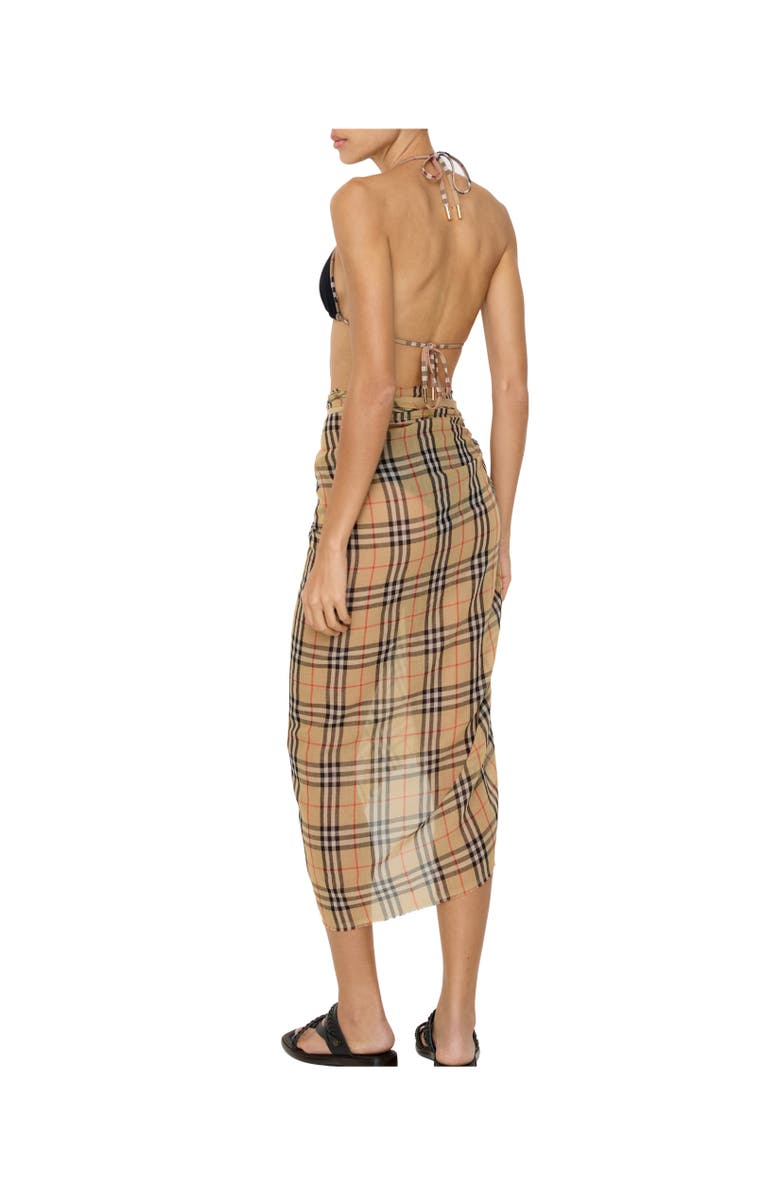 Burberry Check Cotton Sarong, Alternate, color, Sand Beige