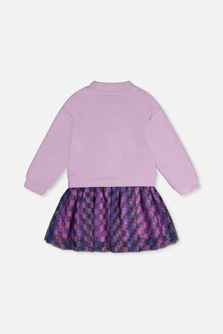Brushed Jersey Mesh Skirt Bi-Material Dress, Alternate, color, Violet