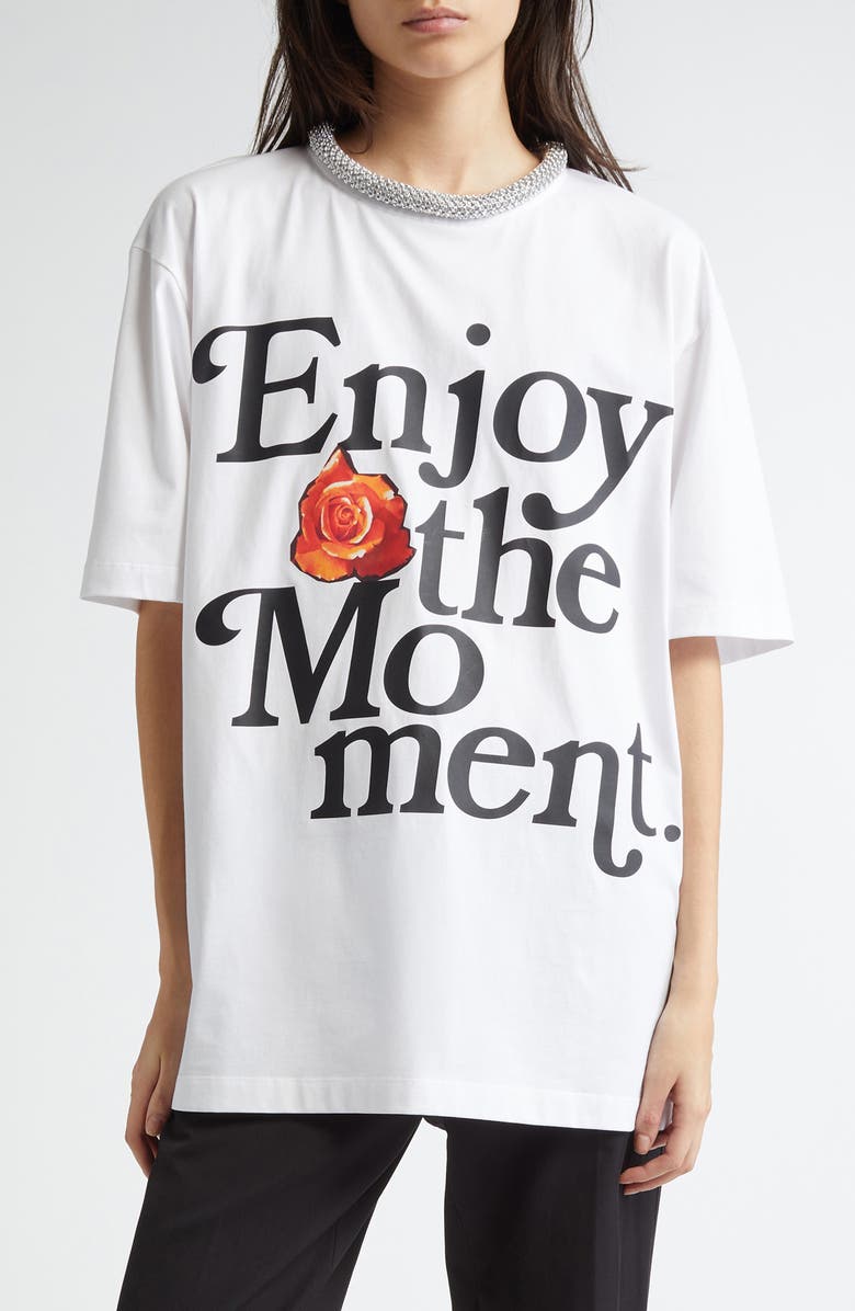 3.1 Phillip Lim Enjoy the Moment Crystal Embellished T-Shirt, Main, color, 