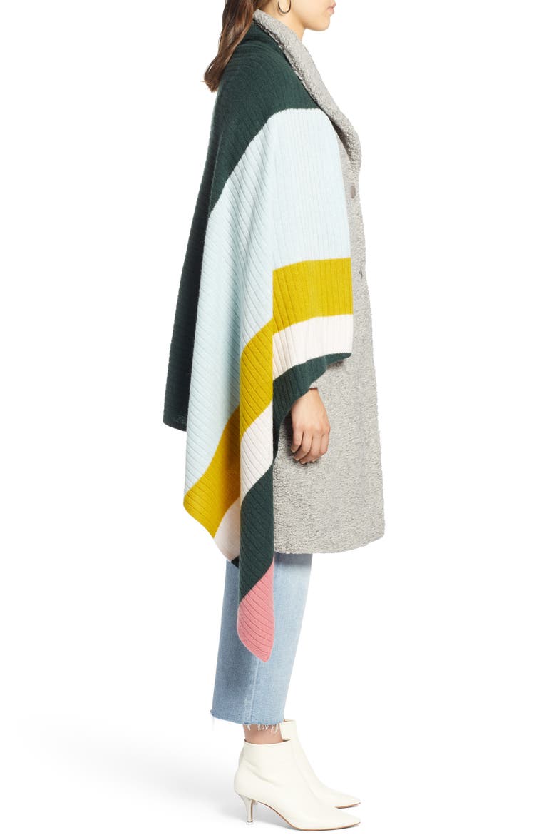 x Atlantic-Pacific Stripe Cashmere Wrap, Alternate, color, PINK MULTI
