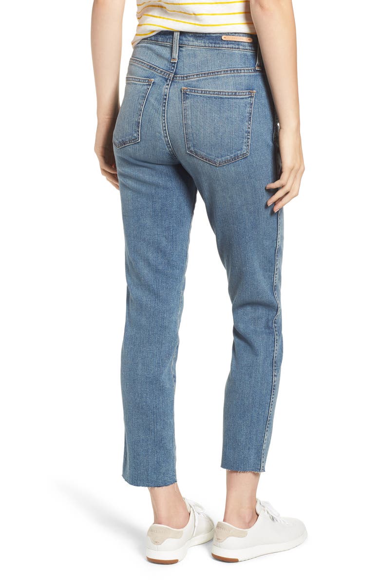 Caslon<sup>®</sup> Raw Hem Slim Straight Leg Jeans, Alternate, color, 