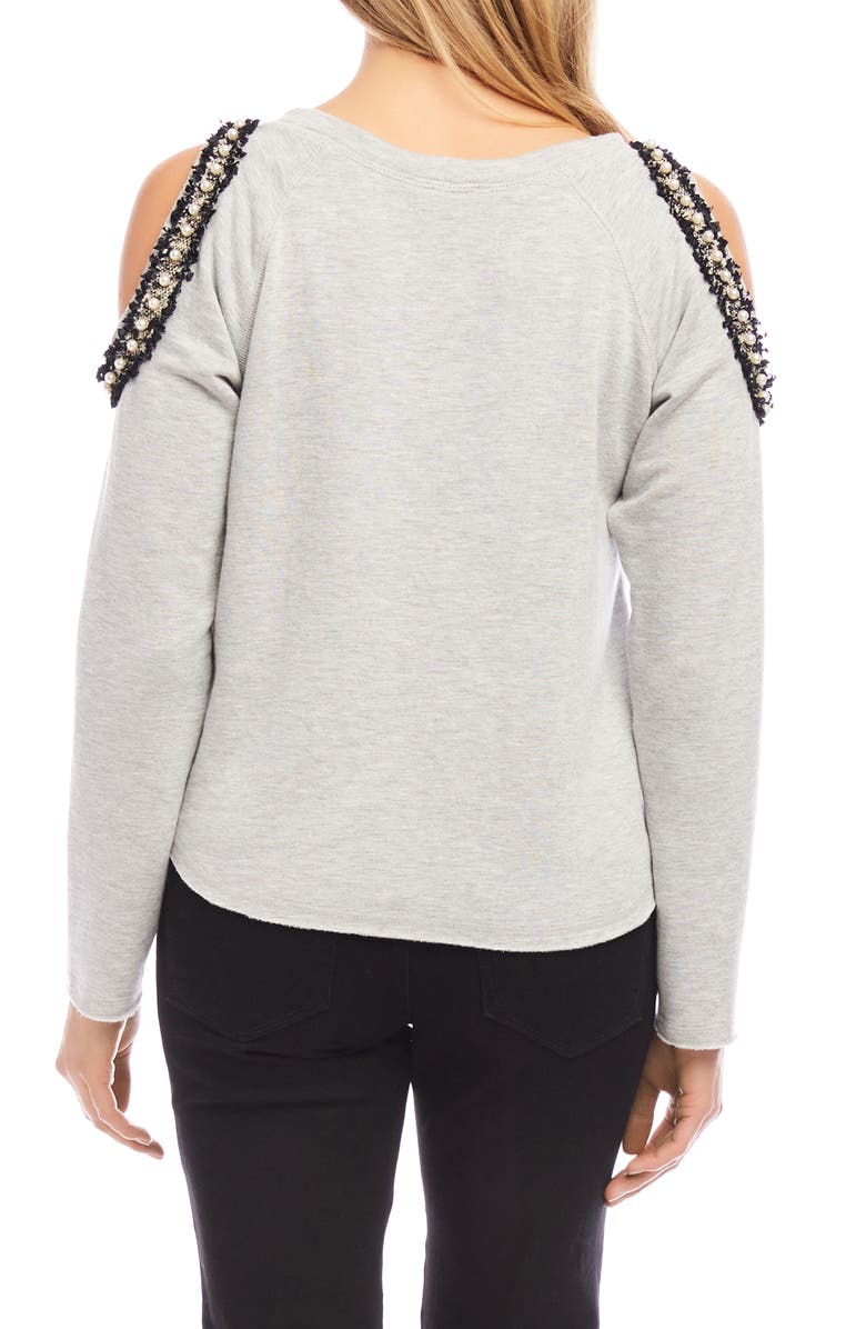 Karen Kane Embellished Cold Shoulder Sweatshirt, Alternate, color, 